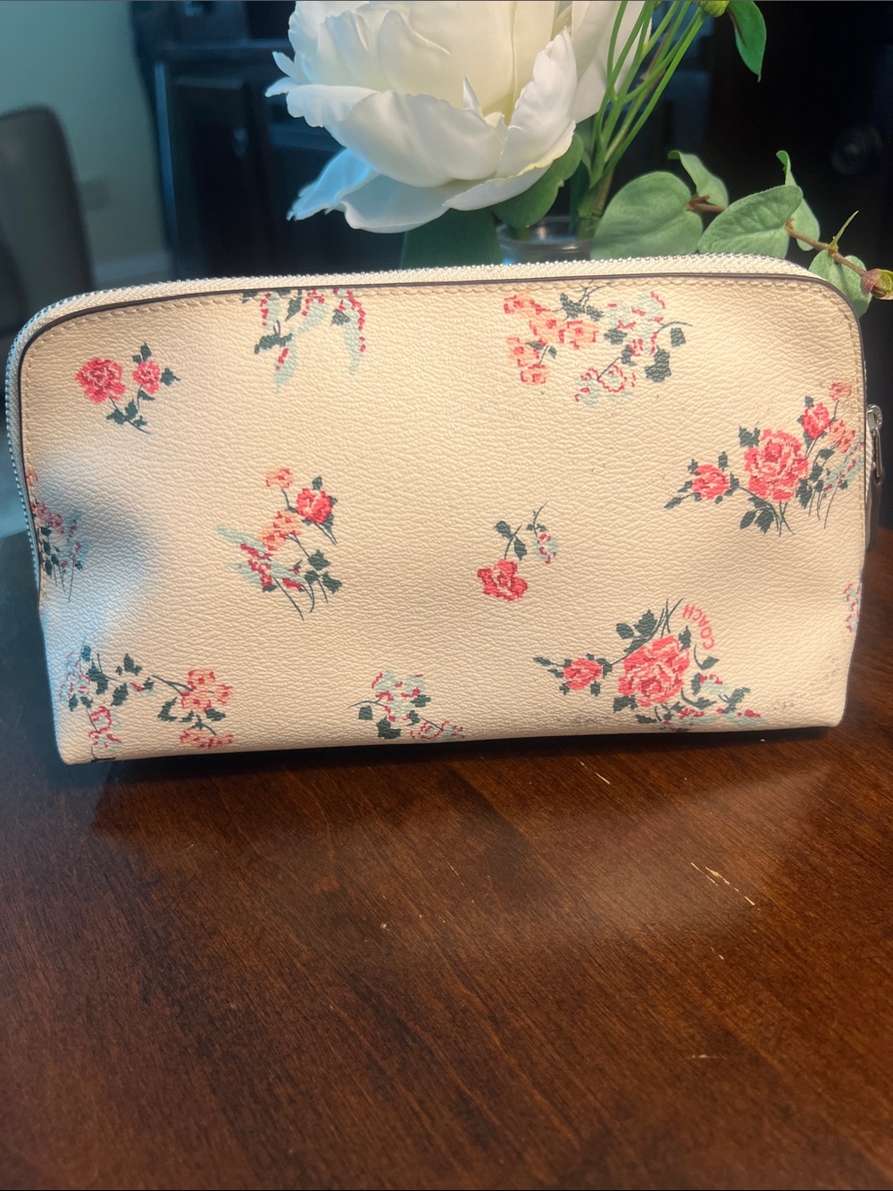 Coach Floral Leather Zip Pouch - Picture 6 of 17